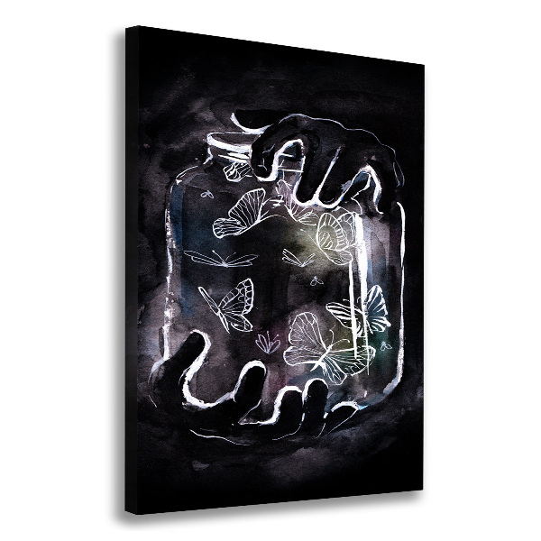 Impresión en lienzo vertical Mariposas en un frasco