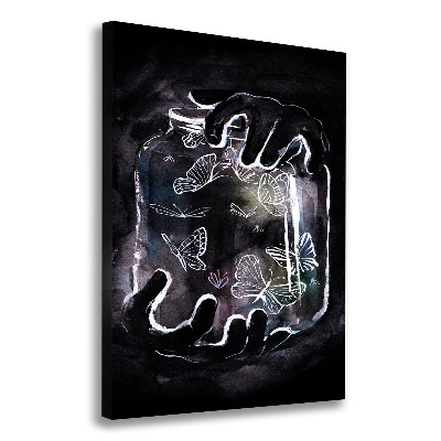 Impresión en lienzo vertical Mariposas en un frasco