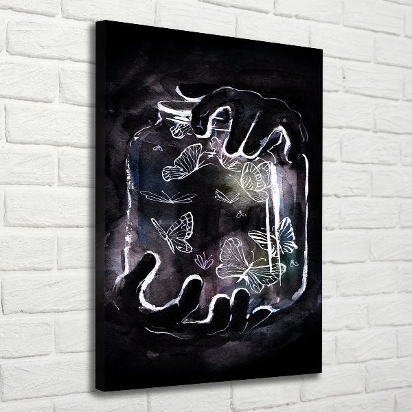 Impresión en lienzo vertical Mariposas en un frasco