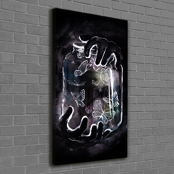 Impresión en lienzo vertical Mariposas en un frasco