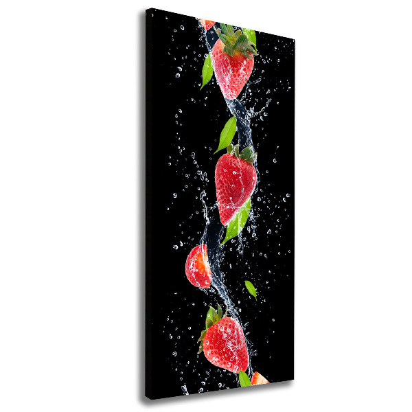 Cuadro canvas decorativo para salón vertical fresas