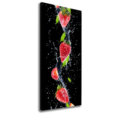 Cuadro canvas decorativo para salón vertical fresas