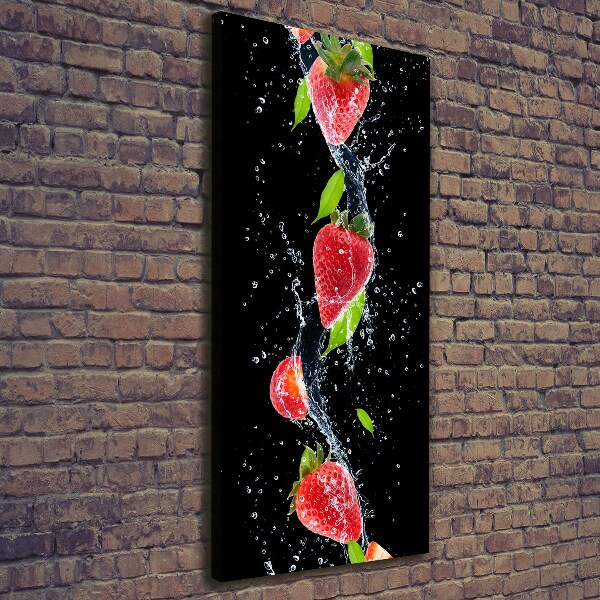 Cuadro canvas decorativo para salón vertical fresas