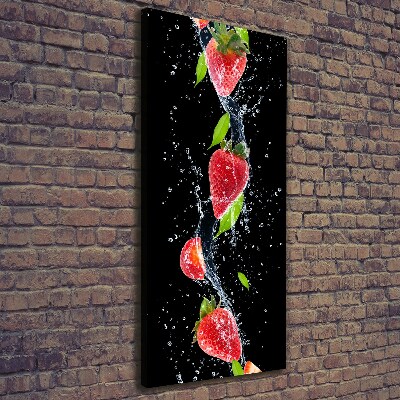 Cuadro canvas decorativo para salón vertical fresas