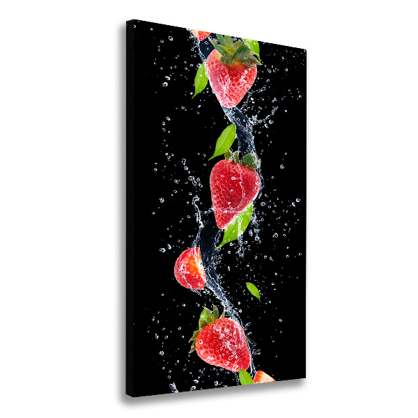 Cuadro canvas decorativo para salón vertical fresas
