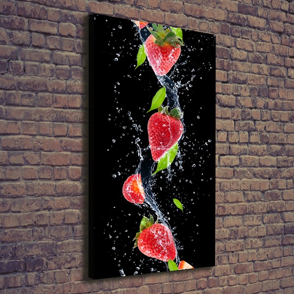 Cuadro canvas decorativo para salón vertical fresas