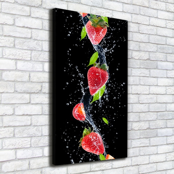 Cuadro canvas decorativo para salón vertical fresas