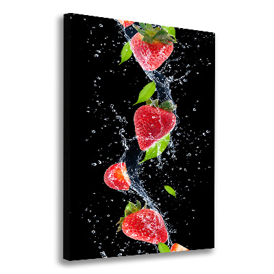 Cuadro canvas decorativo para salón vertical fresas
