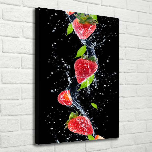 Cuadro canvas decorativo para salón vertical fresas