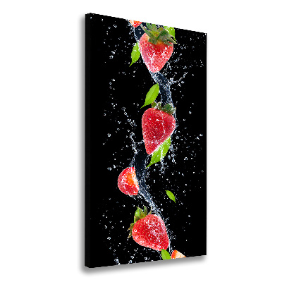 Cuadro canvas decorativo para salón vertical fresas