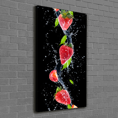 Cuadro canvas decorativo para salón vertical fresas