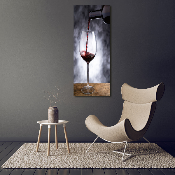 Cuadro canvas decorativo para salón vertical Vino tinto