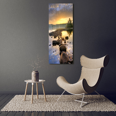 Cuadro canvas decorativo para salón vertical Lago