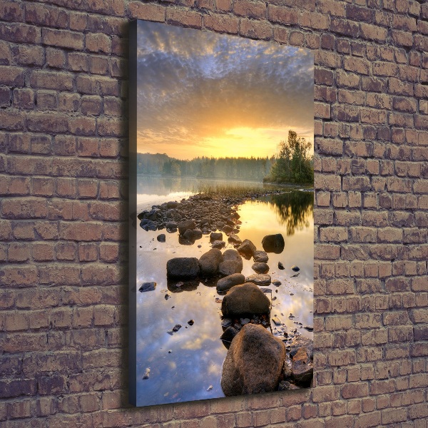 Cuadro canvas decorativo para salón vertical Lago