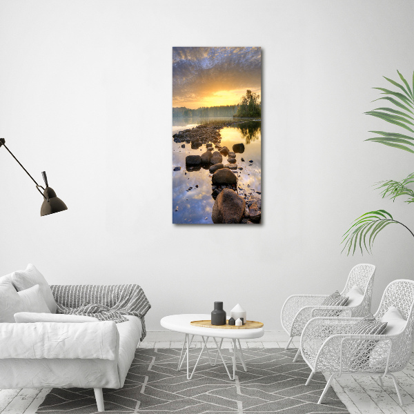 Cuadro canvas decorativo para salón vertical Lago