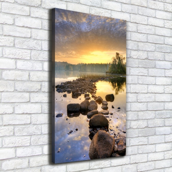 Cuadro canvas decorativo para salón vertical Lago