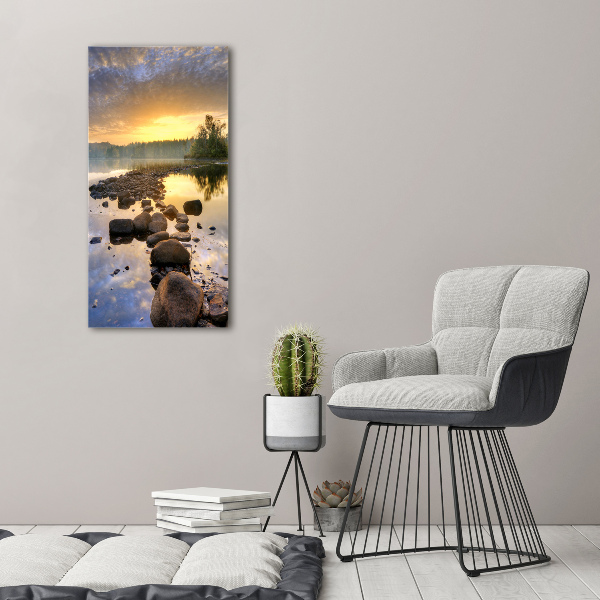 Cuadro canvas decorativo para salón vertical Lago