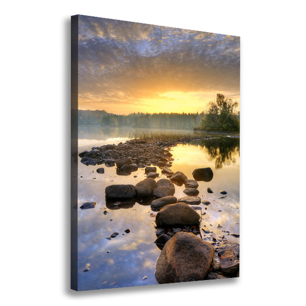 Cuadro canvas decorativo para salón vertical Lago