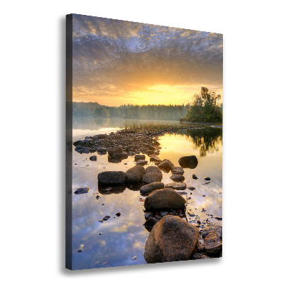 Cuadro canvas decorativo para salón vertical Lago