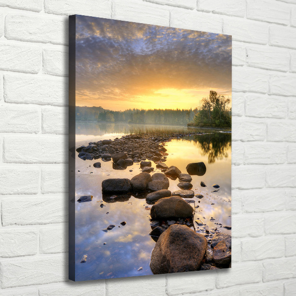 Cuadro canvas decorativo para salón vertical Lago