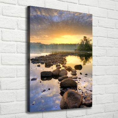 Cuadro canvas decorativo para salón vertical Lago