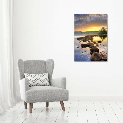 Cuadro canvas decorativo para salón vertical Lago