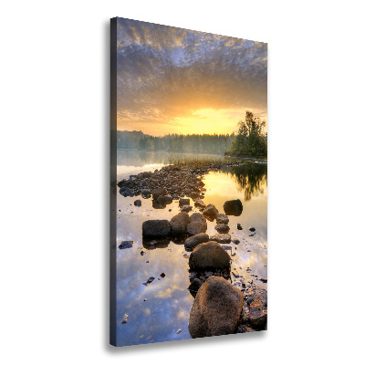 Cuadro canvas decorativo para salón vertical Lago