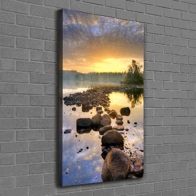 Cuadro canvas decorativo para salón vertical Lago
