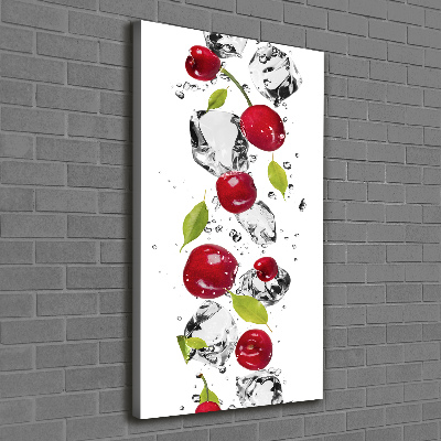 Impresión en lienzo vertical Cerezas y agua