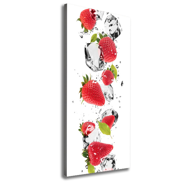 Cuadro canvas decorativo para salón vertical fresas