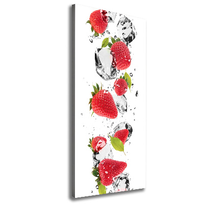 Cuadro canvas decorativo para salón vertical fresas