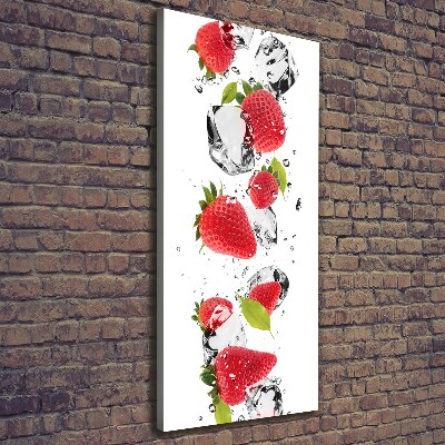 Cuadro canvas decorativo para salón vertical fresas