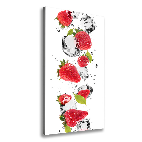 Cuadro canvas decorativo para salón vertical fresas