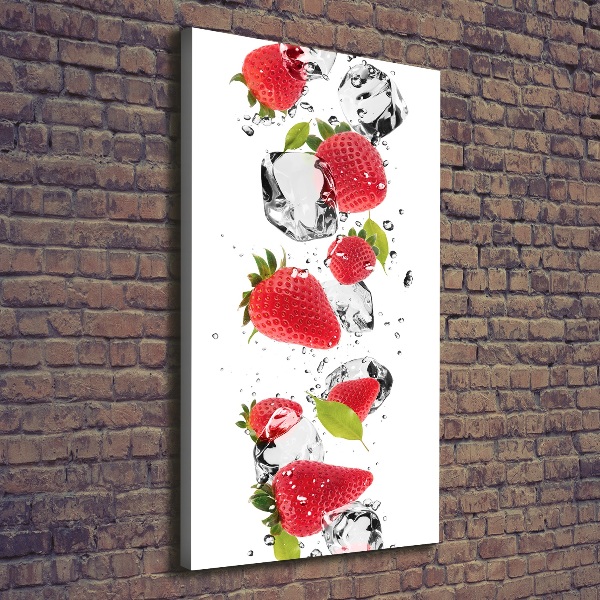 Cuadro canvas decorativo para salón vertical fresas
