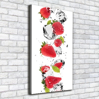 Cuadro canvas decorativo para salón vertical fresas