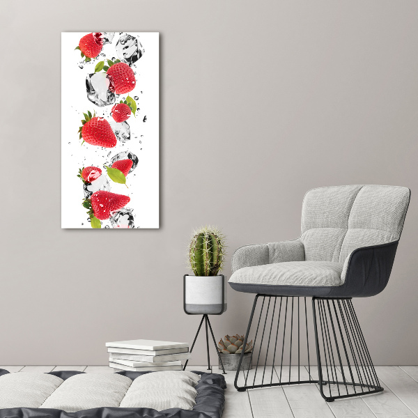 Cuadro canvas decorativo para salón vertical fresas