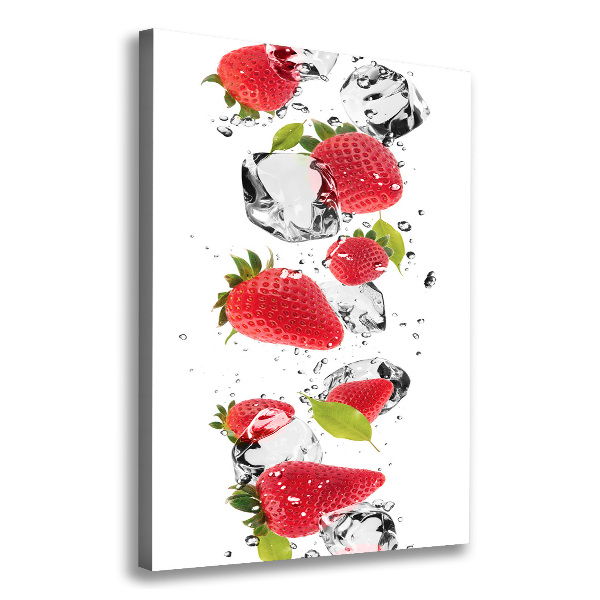Cuadro canvas decorativo para salón vertical fresas