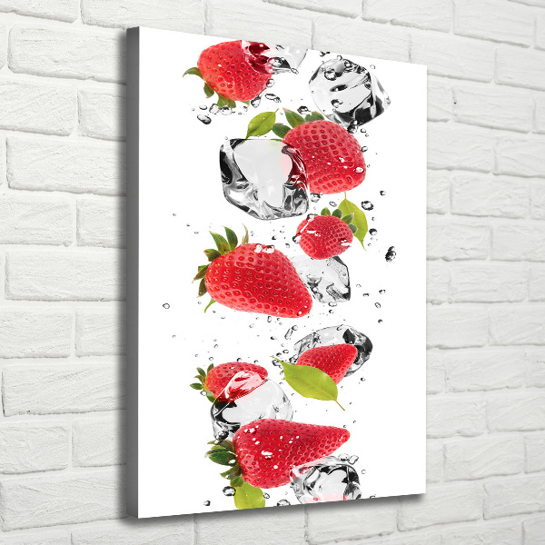 Cuadro canvas decorativo para salón vertical fresas