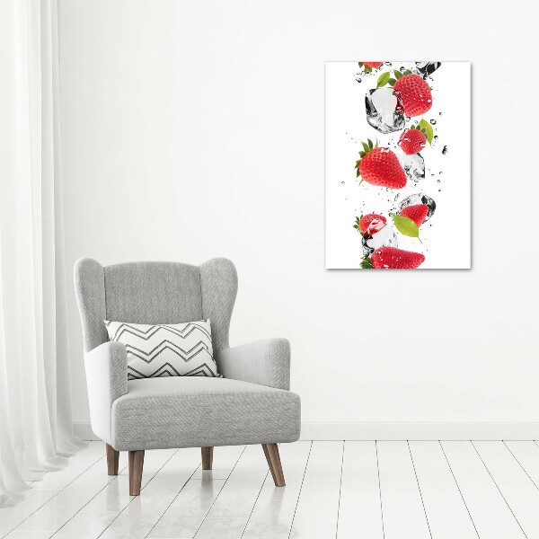 Cuadro canvas decorativo para salón vertical fresas