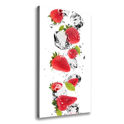 Cuadro canvas decorativo para salón vertical fresas