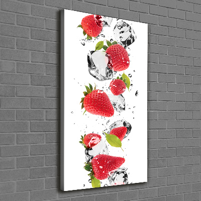Cuadro canvas decorativo para salón vertical fresas