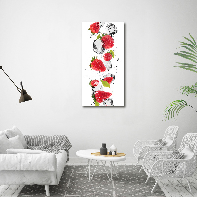 Cuadro canvas decorativo para salón vertical fresas