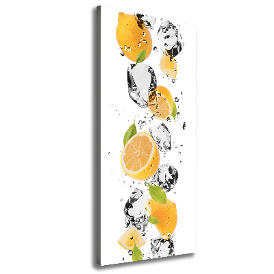 Cuadro moderno en lienzo resistente uv vertical Limones y agua