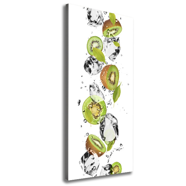 Cuadro canvas decorativo para salón vertical Kiwi y agua