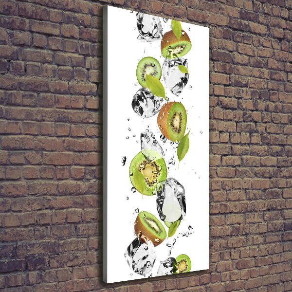 Cuadro canvas decorativo para salón vertical Kiwi y agua