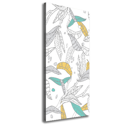 Cuadro canvas decorativo para salón vertical Hojas coloridas