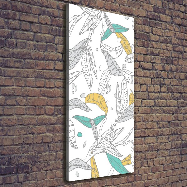 Cuadro canvas decorativo para salón vertical Hojas coloridas