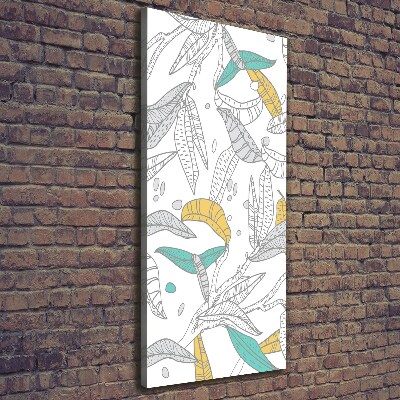 Cuadro canvas decorativo para salón vertical Hojas coloridas
