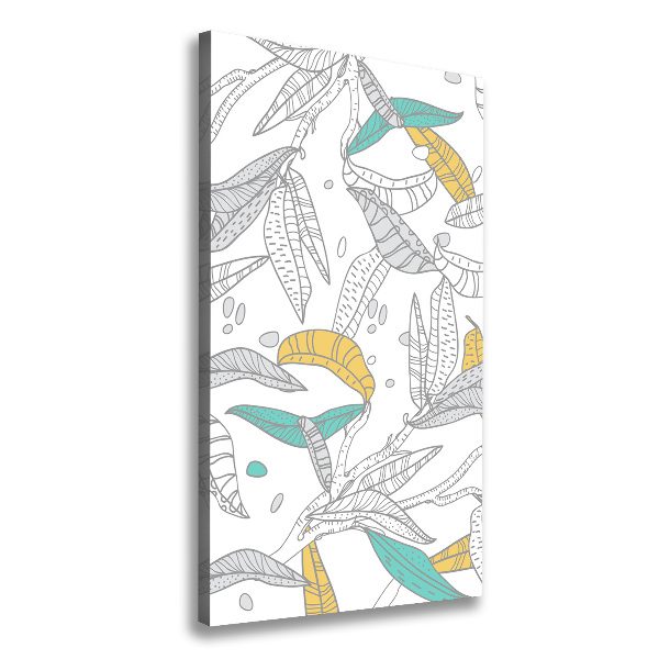 Cuadro canvas decorativo para salón vertical Hojas coloridas
