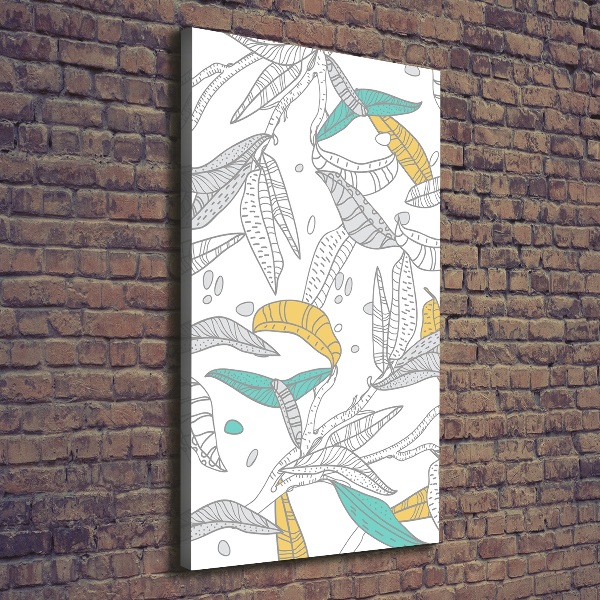 Cuadro canvas decorativo para salón vertical Hojas coloridas